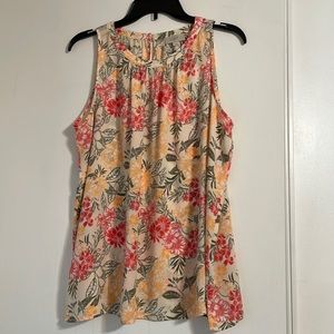 Women’s LOFT Sleeveless Blouse in a Floral Pattern, Size L